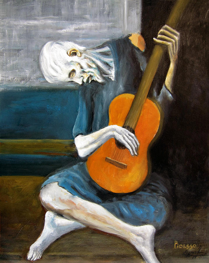 717x900 Picasso's Old Guitarist Painting By Leonardo Ruggieri - The Guitarist Painting