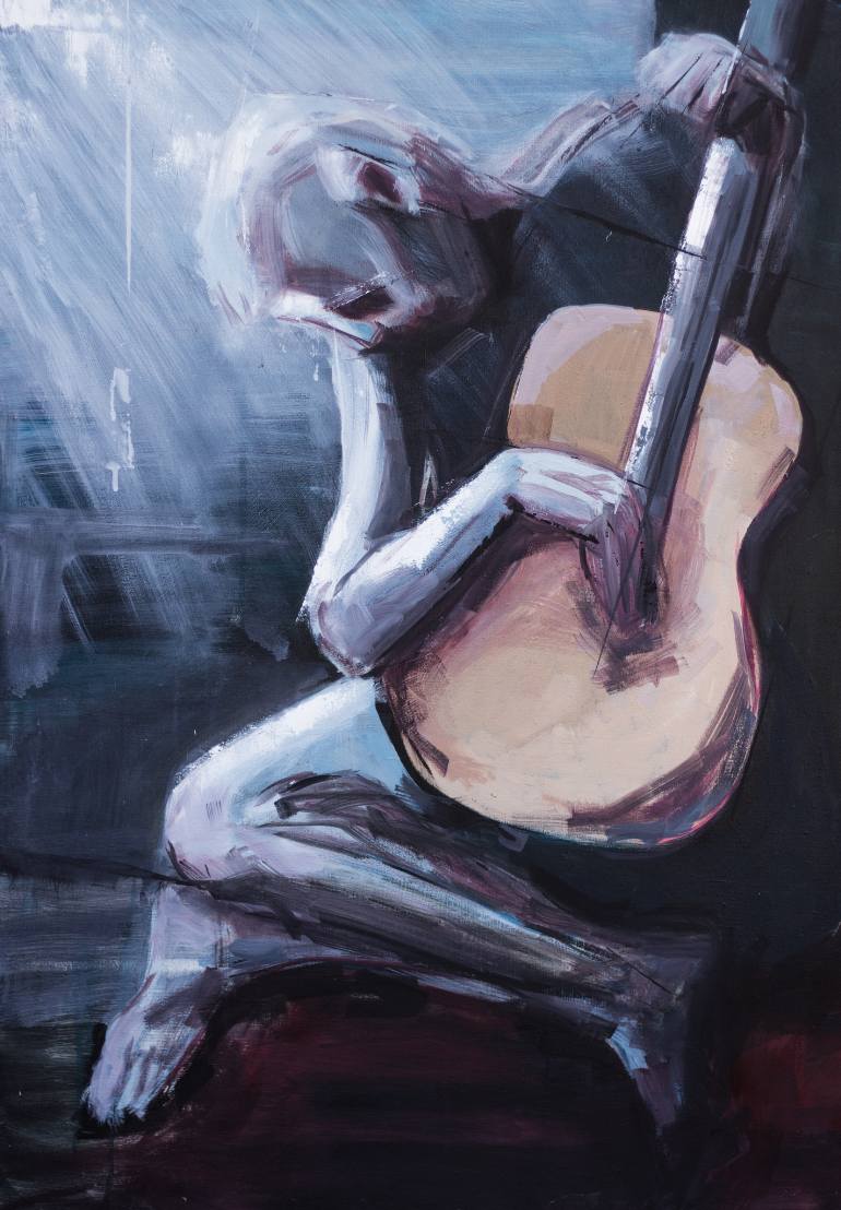770x1108 Saatchi Art The Guitarist Painting By Andreea Remenyi - The Guitarist Painting