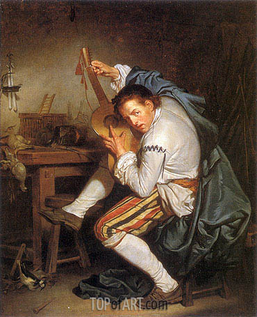 370x455 The Guitarist Jean Baptiste Greuze Painting Reproduction 7391 - The Guitarist Painting