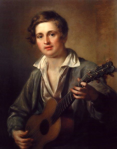 469x600 The Guitarist 1823 Painting Vasily Tropinin Oil Paintings - The Guitarist Painting