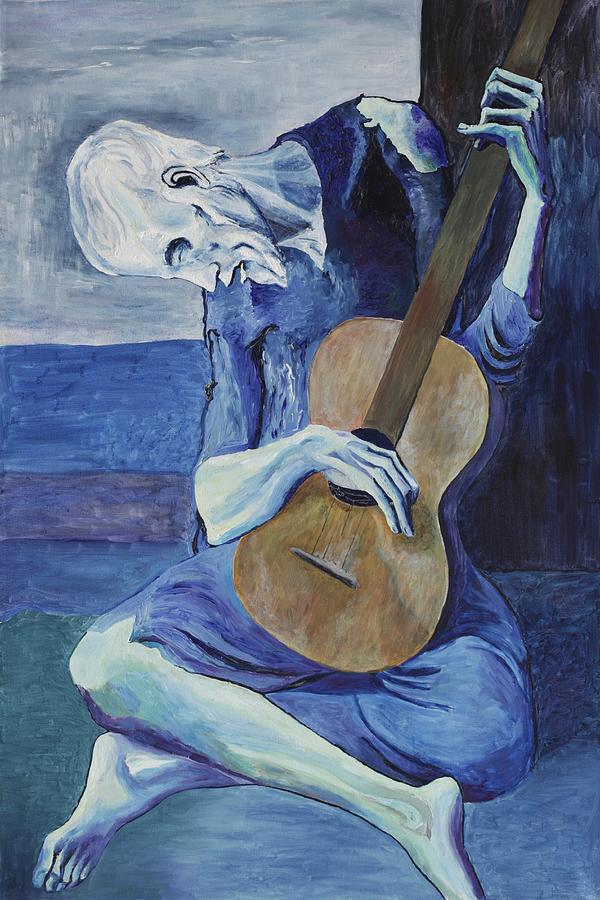 600x900 The Old Guitarist Painting By Daniel Johnstone - The Guitarist Painting