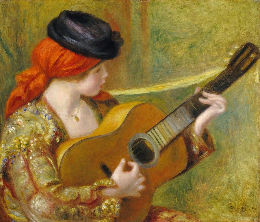 900x769 Young Spanish Woman With A Guitar Painting By Pierre Auguste Renoir - The Guitarist Painting
