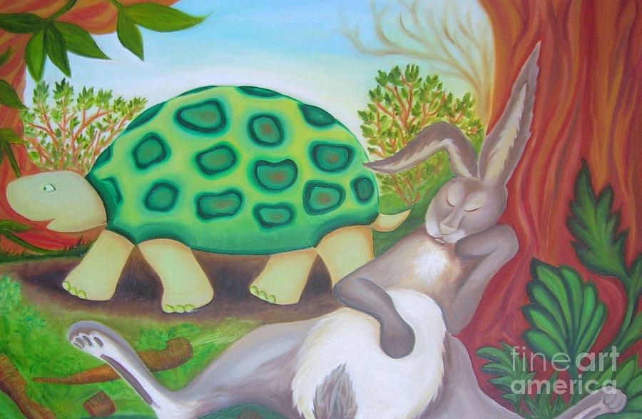 900x587 The Tortoise And The Hare Painting By Morgan Leshinsky - The Hare Painting