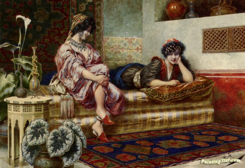 800x549 Idle Hours In The Harem Artwork By Franz Von Defregger Oil - The Harem Painting
