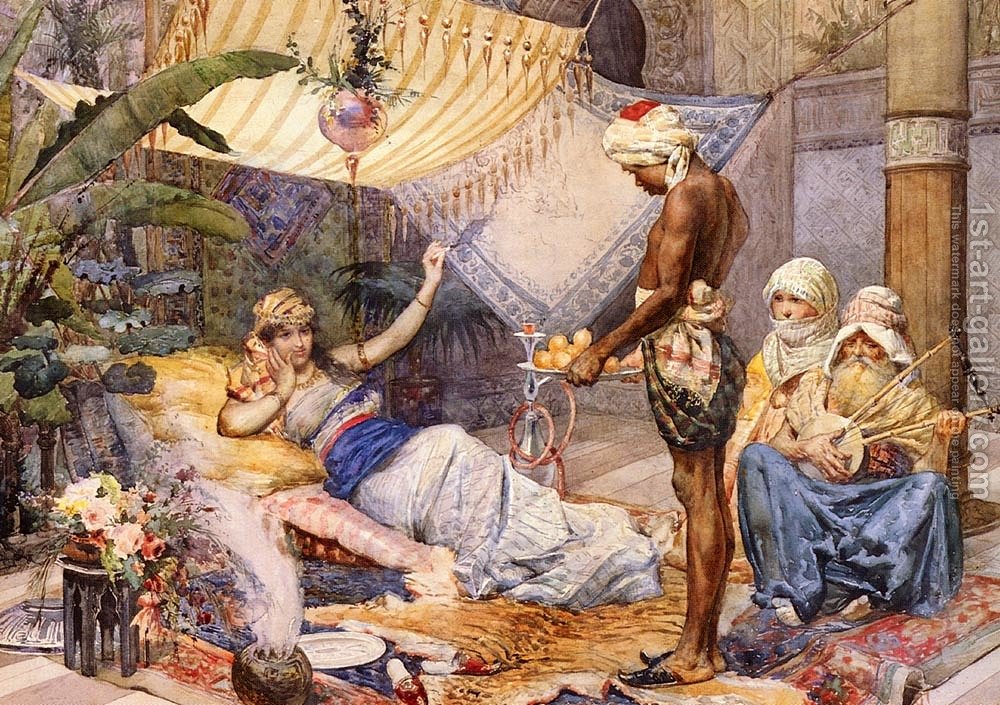 1000x705 In The Harem F. Fasce Reproduction 1st Art Gallery - The Harem Painting