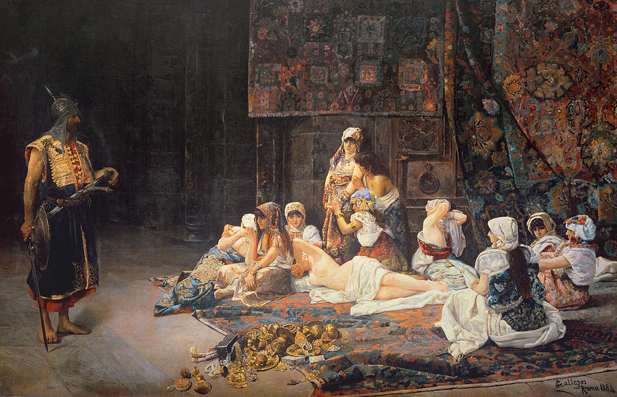 900x580 In The Harem Painting By Jose Gallegos Arnosa - The Harem Painting
