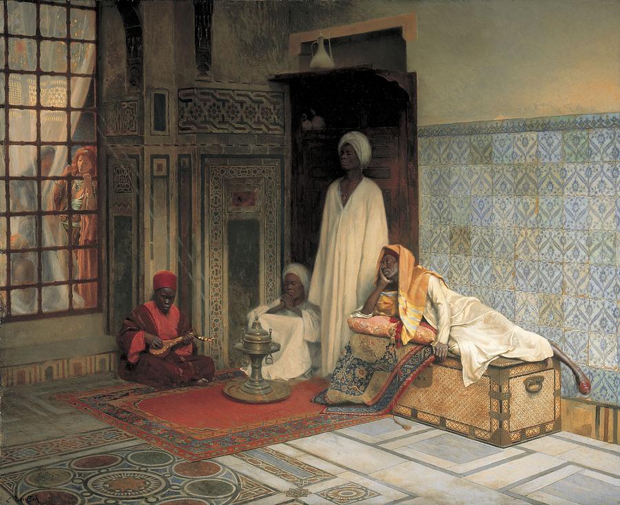 900x733 The Guards Of The Harem Painting By Ludwig Deutsch - The Harem Painting