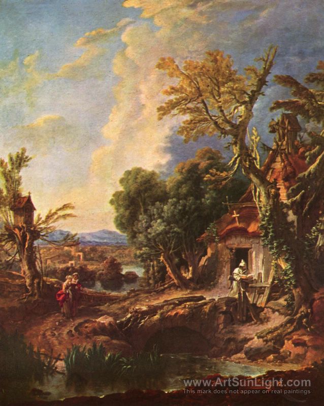 638x800 Landscape With A Hermit. 1742 - The Hermit Painting