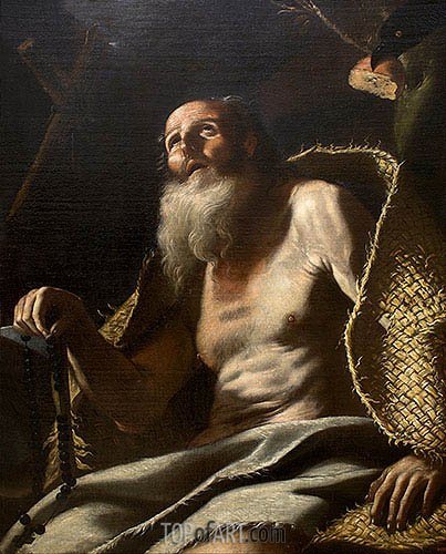 403x500 St. Paul The Hermit Mattia Preti Painting Reproduction 5761 - The Hermit Painting