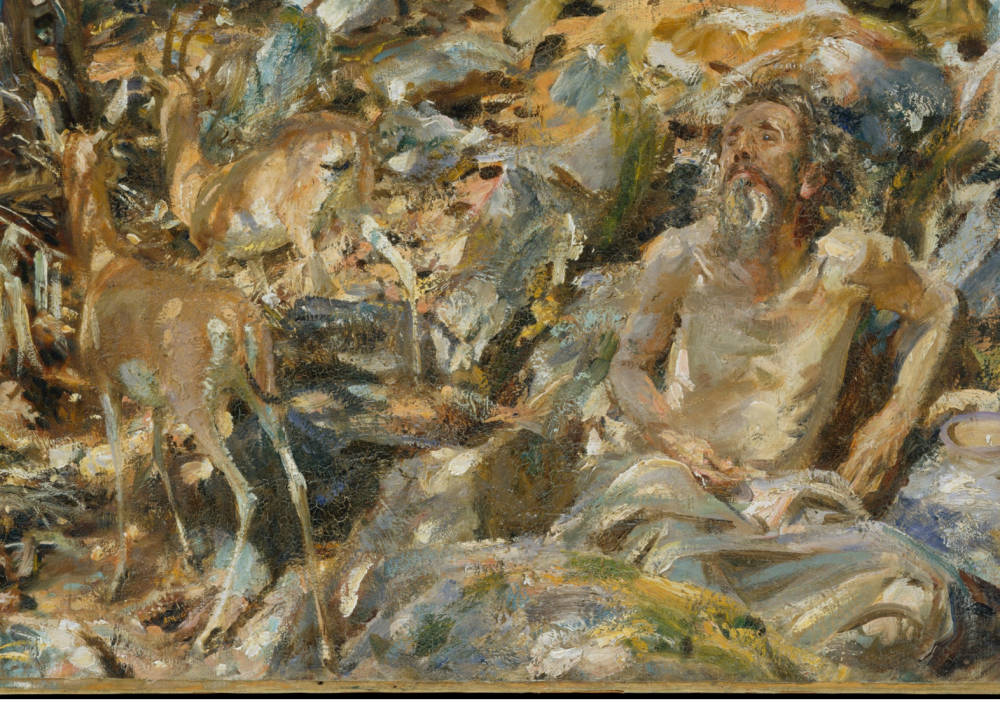 1000x703 The By John Singer Sargent - The Hermit Painting