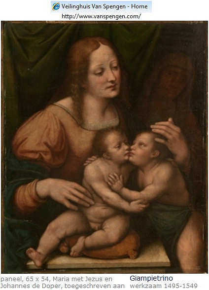 424x588 Workshop Of Giampietrino. Madonna With Holy Infants St - The Holy Infants Embracing Painting