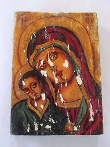 225x300 Old Vintage Orthodox Hand Painted Icon Holy Virgin Mary Our Lady - The Holy Virgin Mary Painting