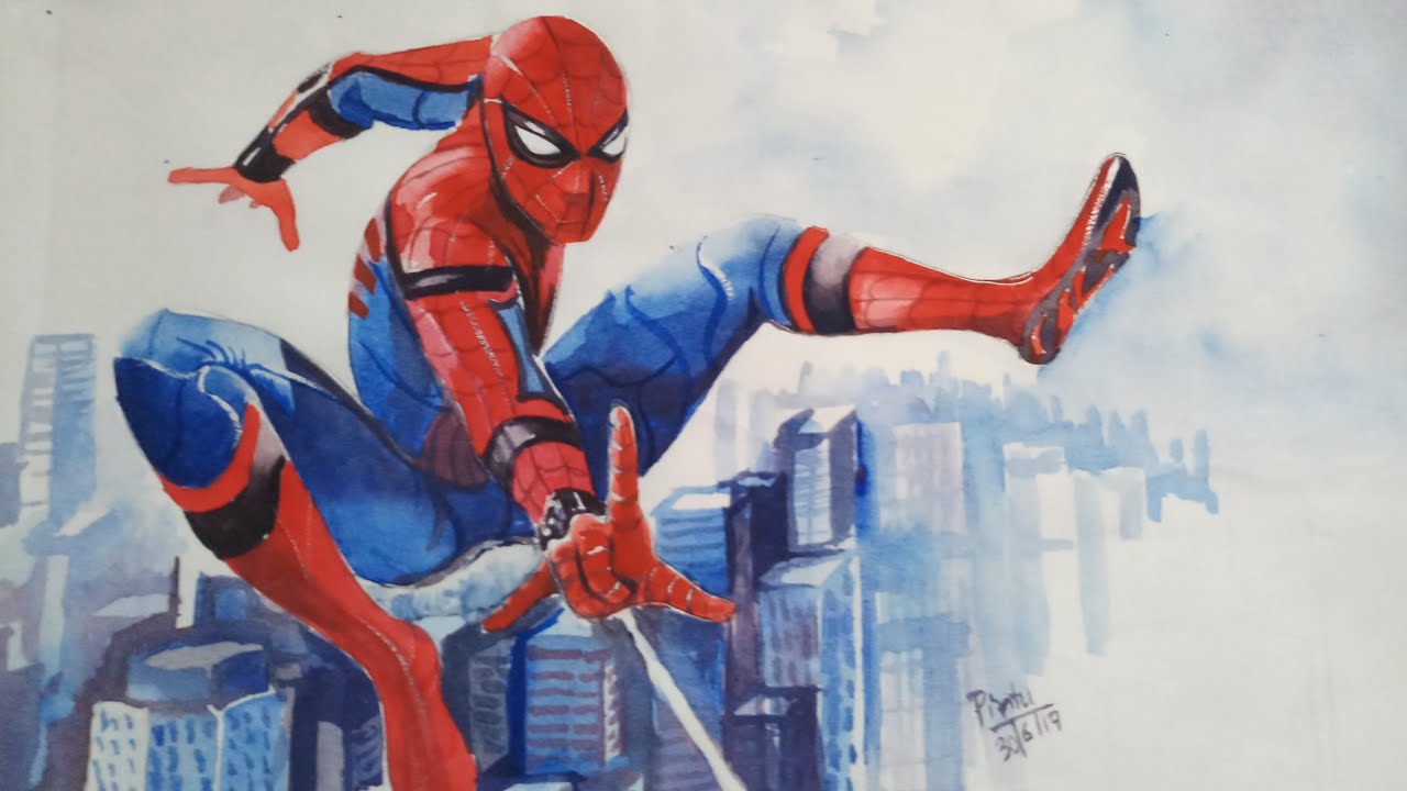 1280x720 Painting Of Spider Man Homecoming Trailer Spider Man 3 Medium - The Homecoming Painting