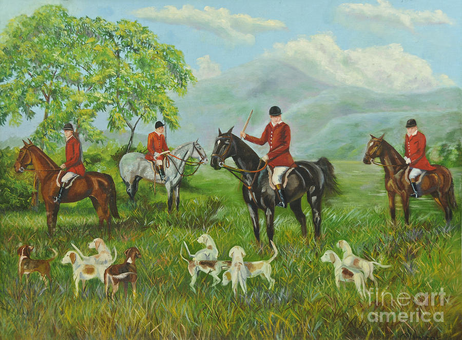 900x663 On The Hunt Painting By Charlotte Blanchard - The Hunt Painting