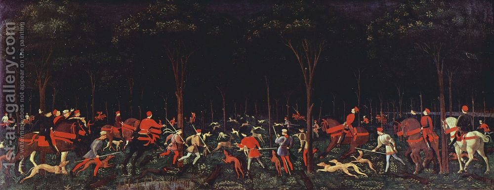1000x385 The Hunt In The Forest 1460s Paolo Uccello Reproduction 1st Art - The Hunt Painting