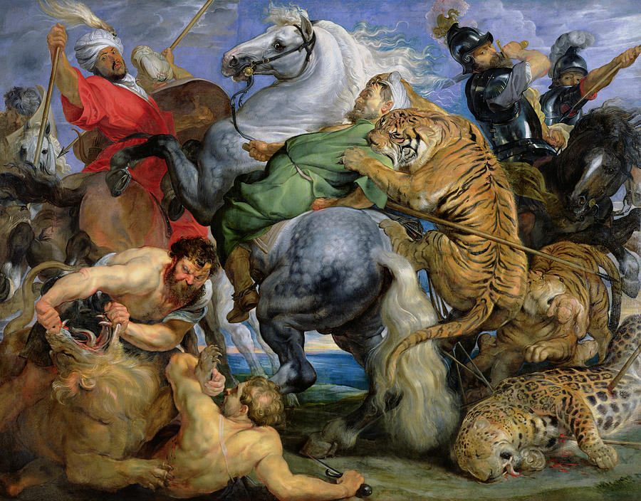 900x704 The Tiger Hunt Painting By Rubens - The Hunt Painting