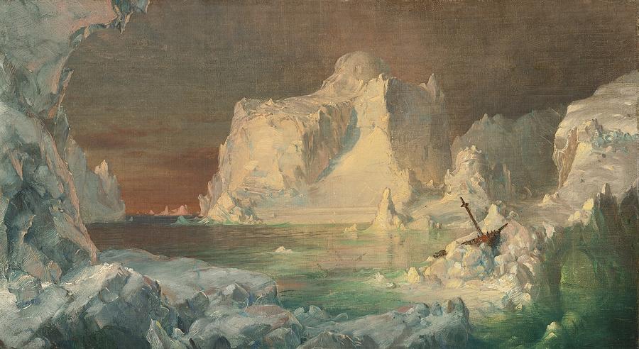 900x492 Final Study For The Icebergs Painting By Frederic Edwin Church - The Icebergs Painting
