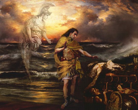 561x449 Homer's The Iliad Achilles And Patroclas Mmvii Mixed Media - The Iliad Painting