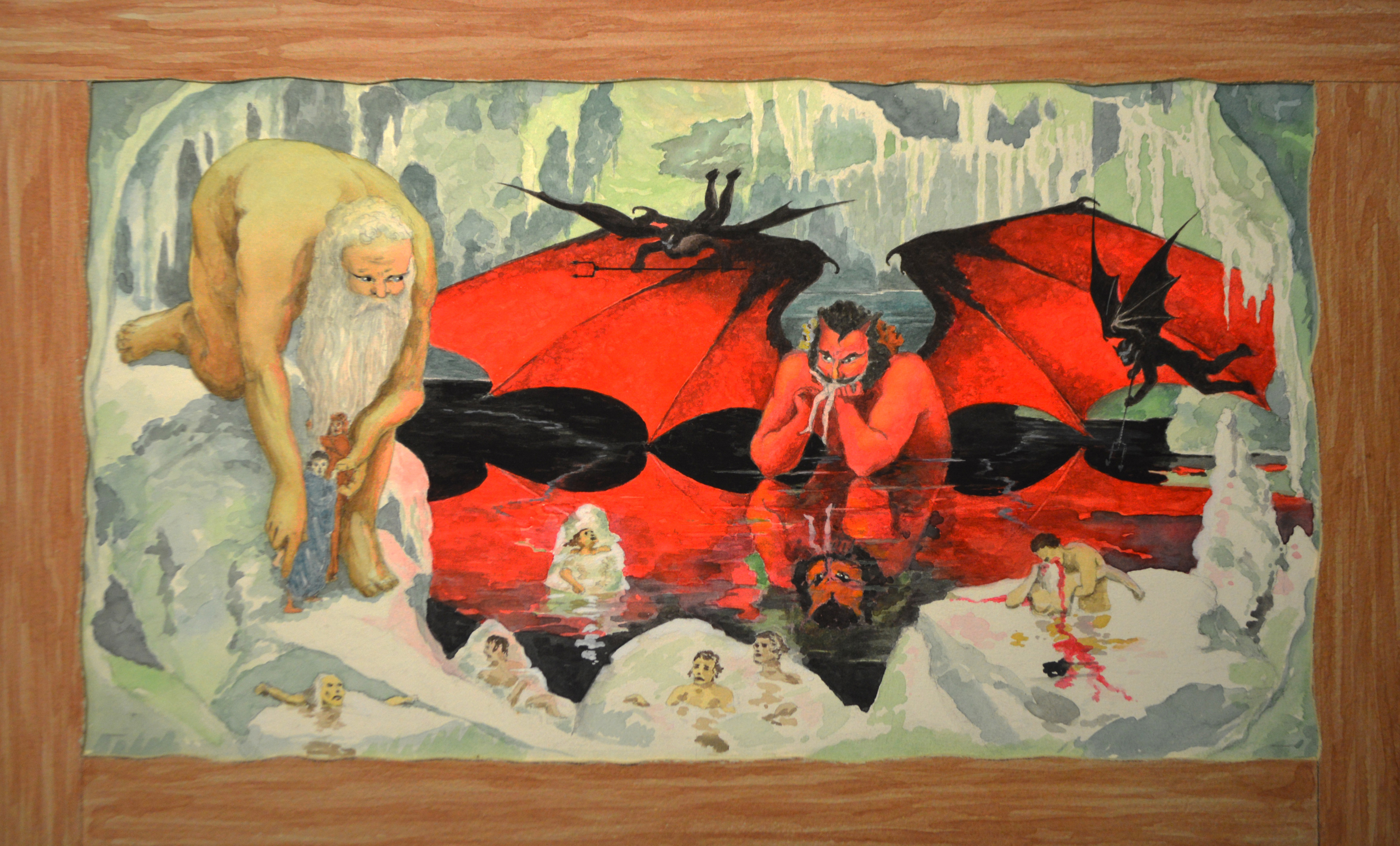 4650x2809 Monster Brains Dante's Inferno Watercolor Paintings, 1950'S - The Inferno Painting