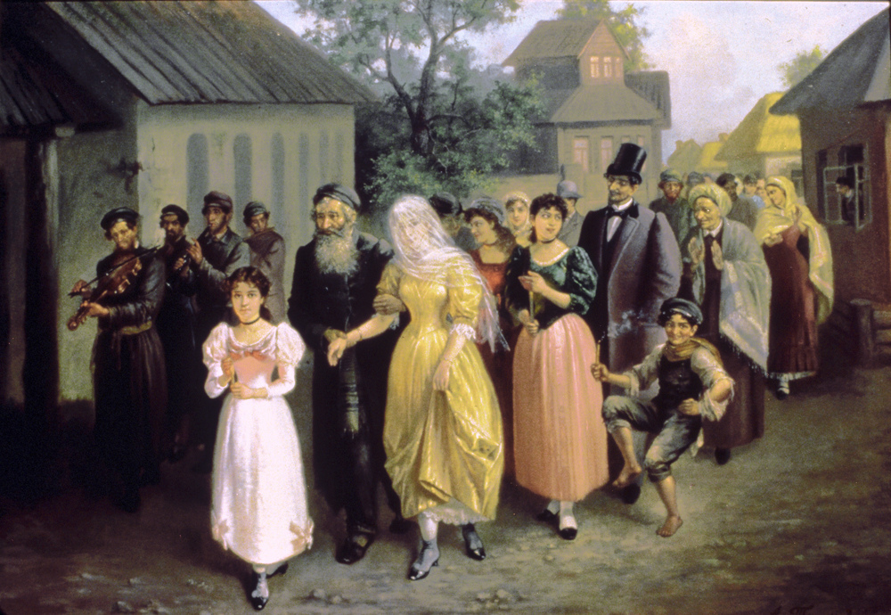 1000x690 Painting [75.19] Jewish Wedding, By A. Trankowski - The Jewish Bride Painting