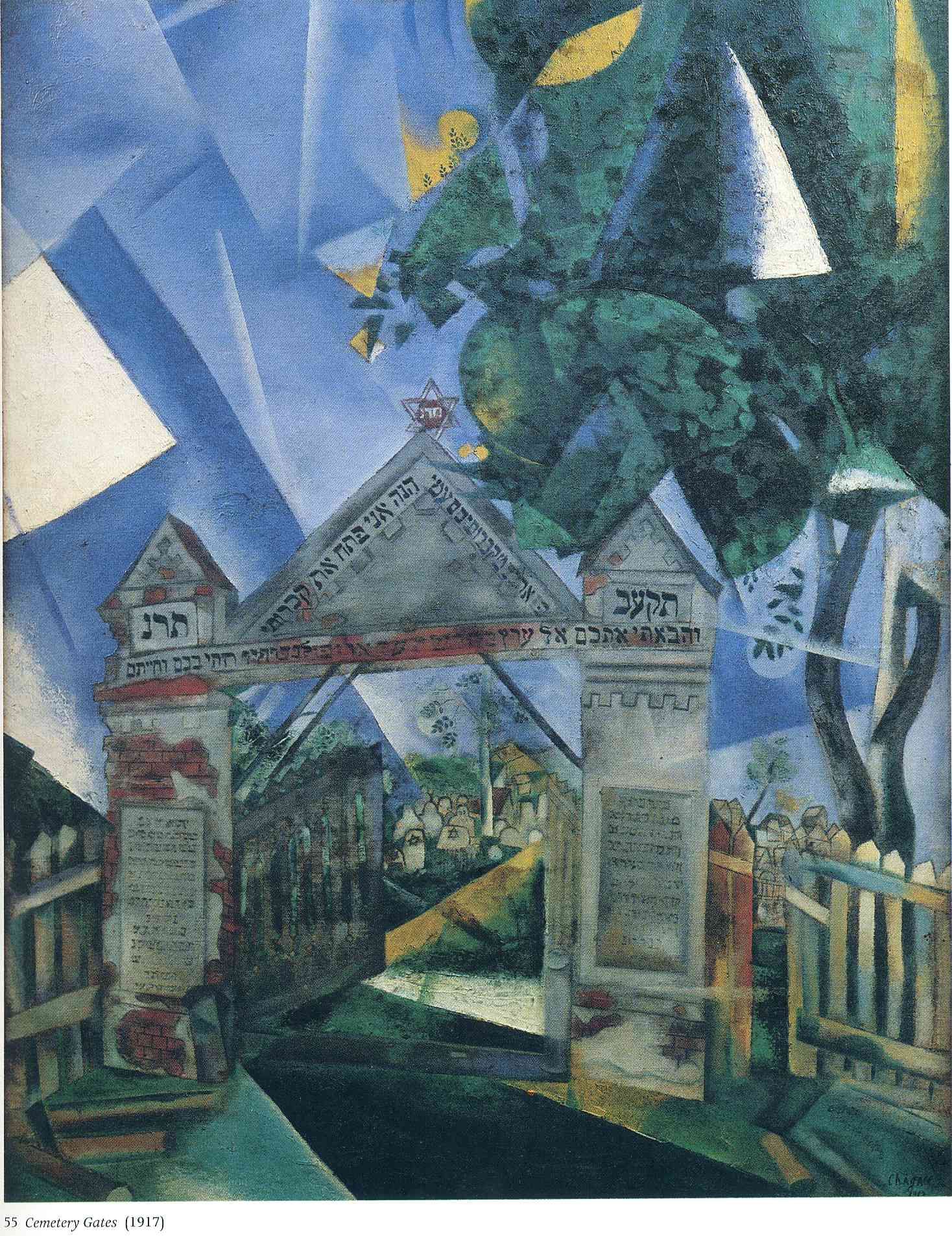1468x1905 Marc Chagall Cemetery Gates. 1917. Artist - The Jewish Cemetery Painting