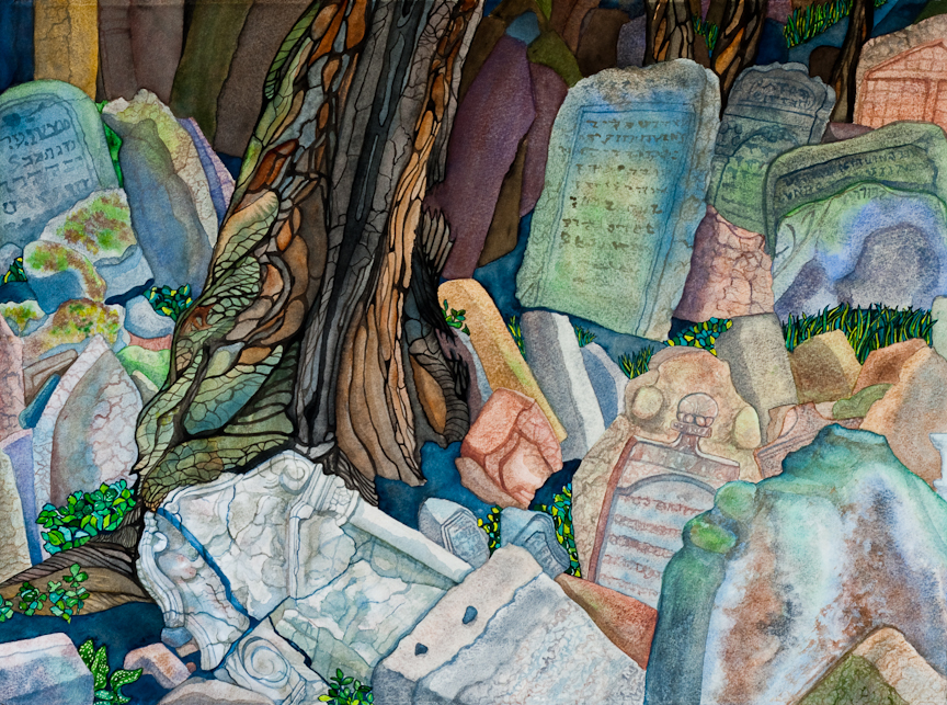 864x643 Eurimpressions Barbara Tobin Klema - The Jewish Cemetery Painting