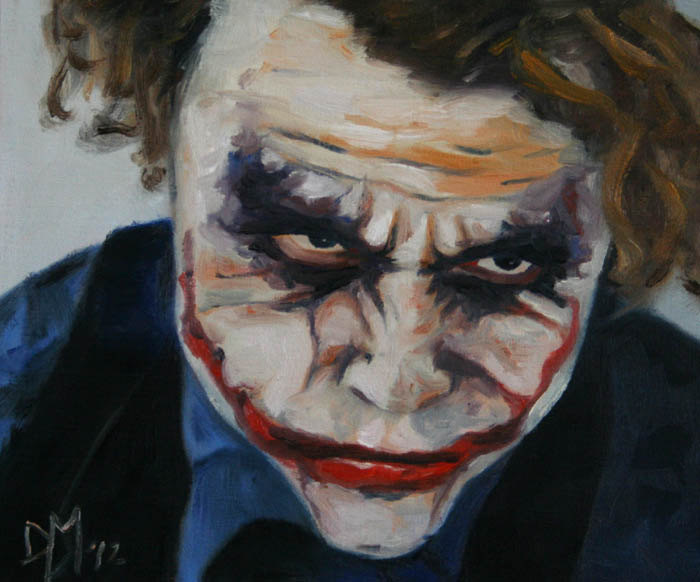 700x582 Original Oil Painting Fan Art Joker Clown Heath Ledger Batman - The Joker Heath Ledger Painting
