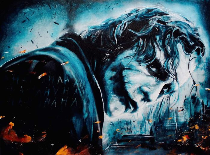 700x517 The Dark Knight - The Joker Heath Ledger Painting