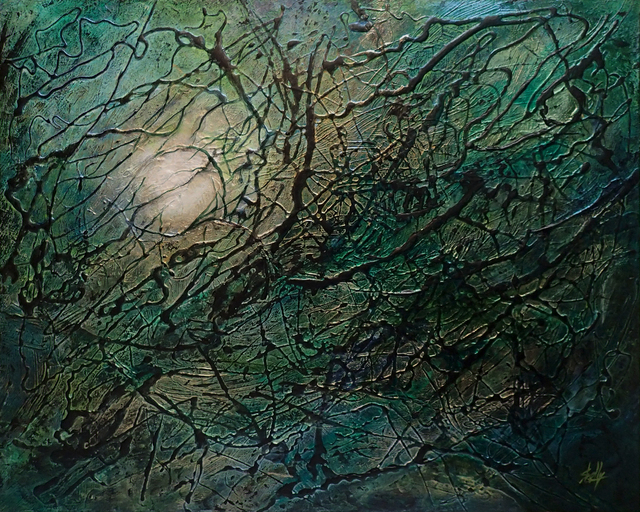640x512 Shelly Leitheiser Artwork Midnight In The Jungle Original - The Jungle Painting