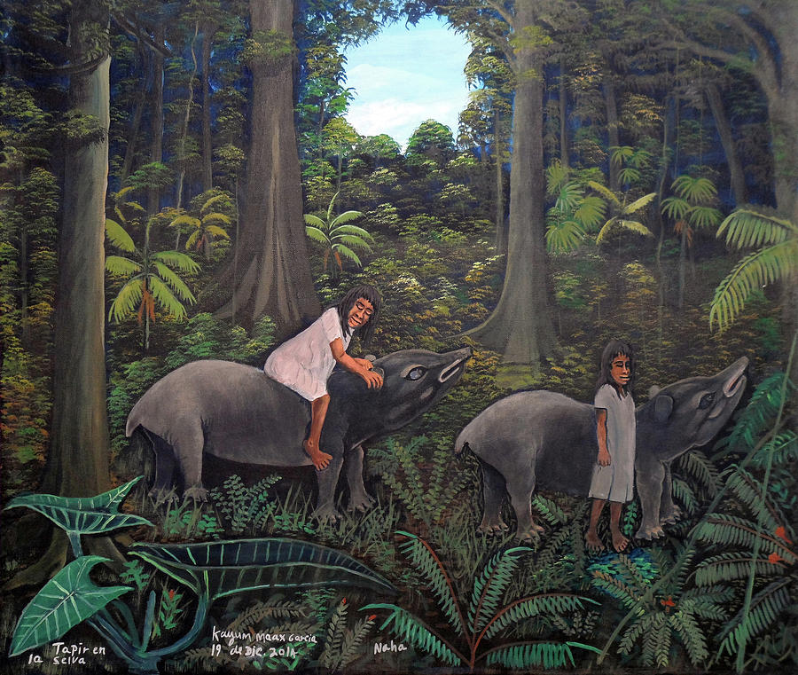 900x761 Tapir In The Jungle Painting By Kayum Ma'Ax Garcia - The Jungle Painting