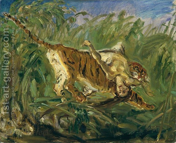 600x487 Tiger In The Jungle, 1917 Max Slevogt Reproduction 1st Art Gallery - The Jungle Painting