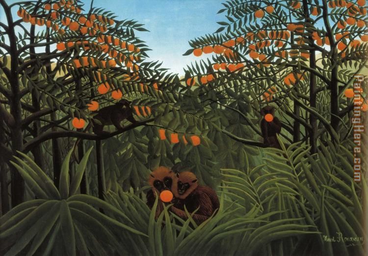 750x523 Henri Rousseau Monkeys In The Jungle Painting Anysize 50% Off - The Jungle Painting