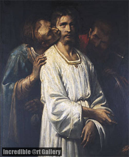 502x610 Le Baiser De Judas (The Kiss Of Judas) By Thomas Couture - The Kiss Of Judas Painting