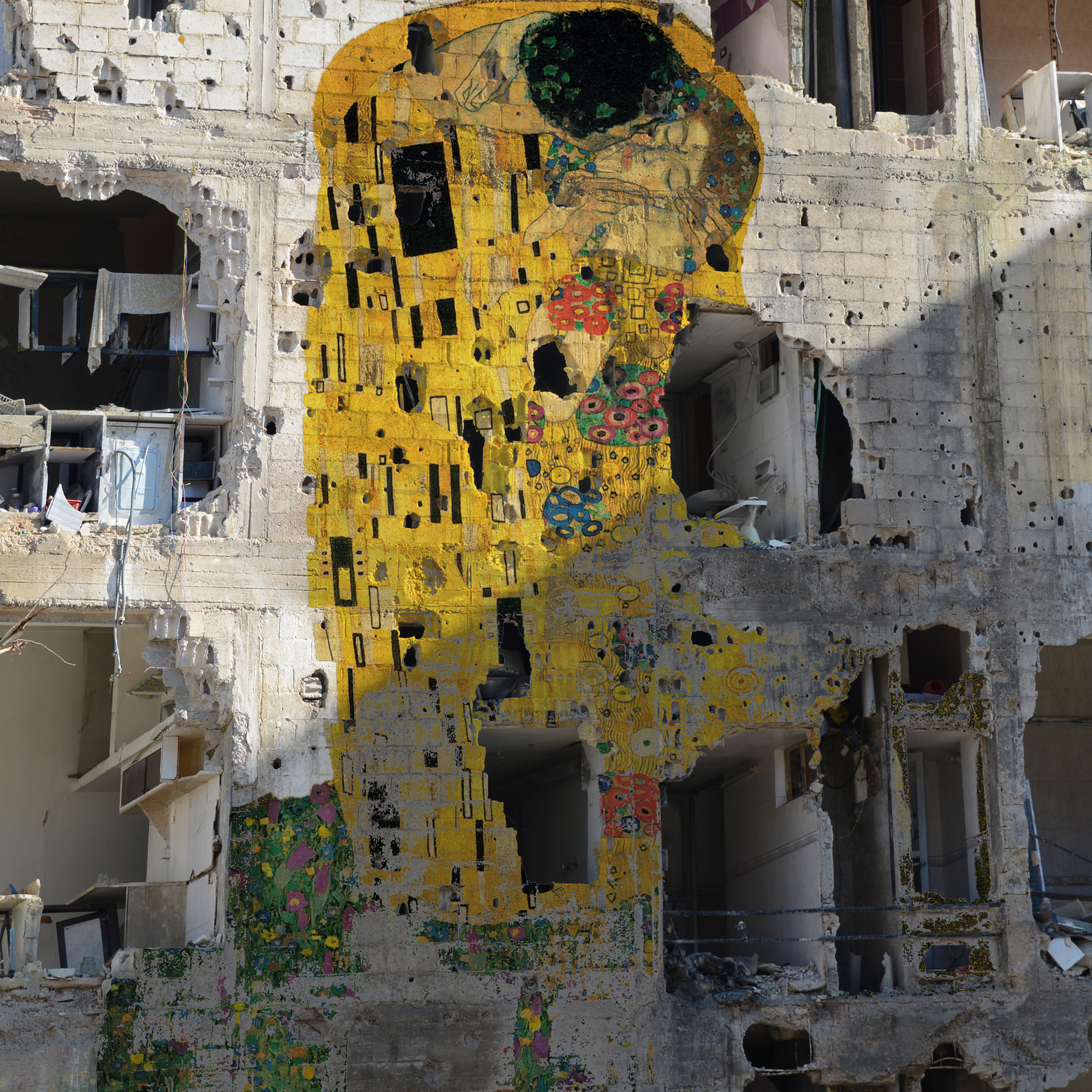 1900x1900 Syrian Artist Tammam Azzam Pays Homage To Gustav Klimt'S - The Kiss Painting Artist