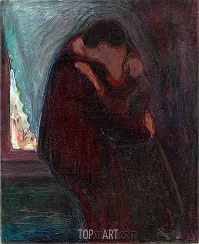 408x500 The Kiss Edvard Munch Painting Reproduction 16464 Topofart - The Kiss Painting Artist