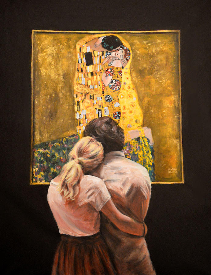 690x900 Watching Klimt The Kiss Painting By Escha Van Den Bogerd - The Kiss Painting Artist