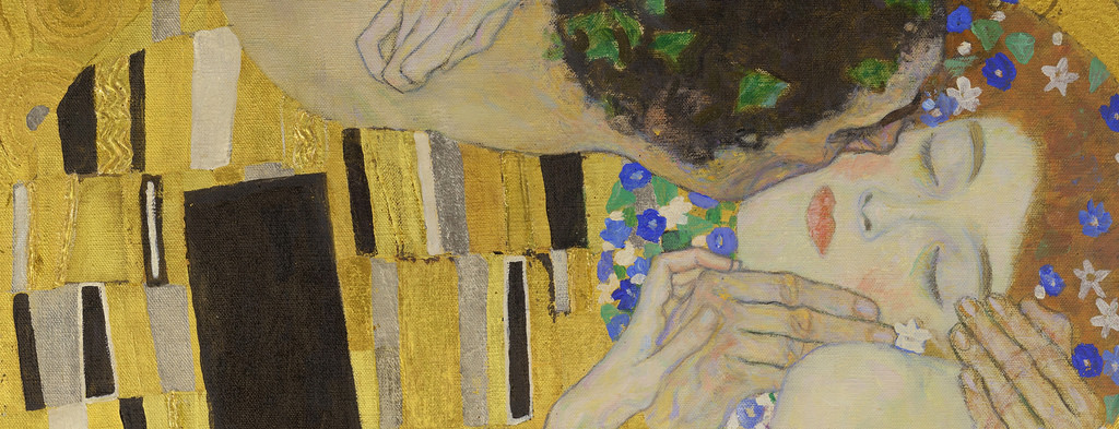 1024x393 Details From Gustav Klimt's The Kiss (1908) The Public Domain Review - The Kiss Painting Artist