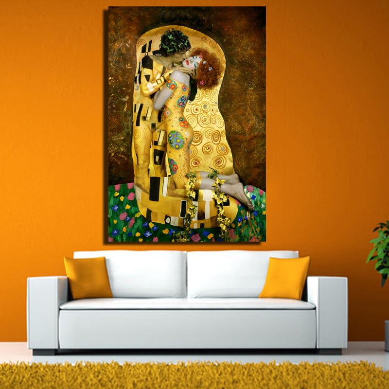 800x800 Original Famous Paint The Kiss By Gustav Klimt Wall Painting - The Kiss Painting Original