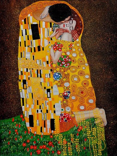 390x520 Gustav Klimt The Kiss Full View Iii Painting - The Kiss Painting Original