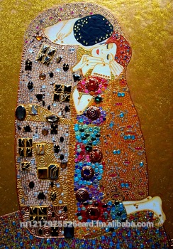 244x350 Famous Gustav Klimt The Kiss. Painting Of The Rhinestones,glitter - The Kiss Painting Original
