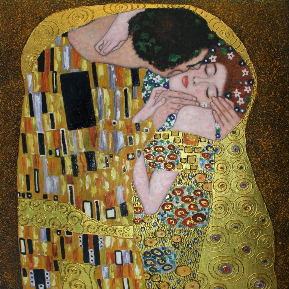 1000x1000 Handmade Gustav Klimt Oil Painting Reproduction The Kiss Abstract - The Kiss Painting Original