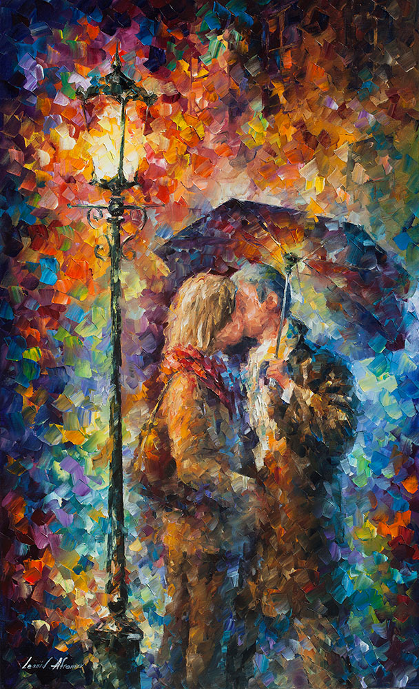 608x1000 Kissing Through The Rain - The Kiss Painting Original