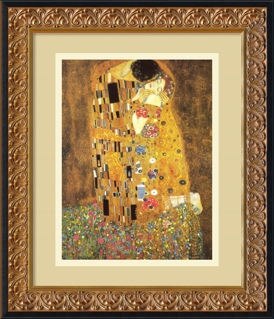 550x640 The Kiss, Le Baiser Il Baccio, 1907 Framed Print By Gustav Klimt - The Kiss Painting Print