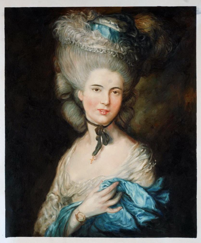 835x1012 2018 Portrait Of A Lady In Blue By Thomas Gainsborough, Oil - The Lady In Blue Painting