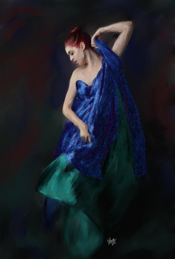 610x900 Lady In Blue Painting By Stacy Moore - The Lady In Blue Painting