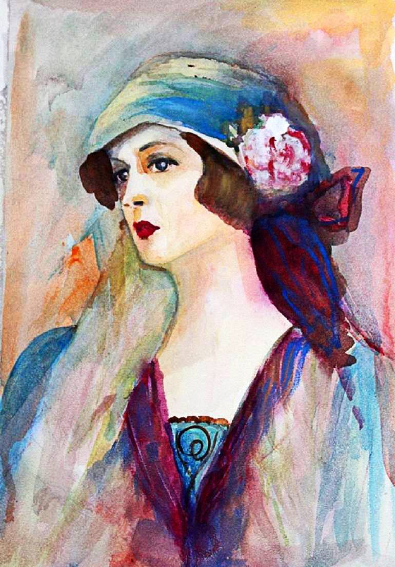 770x1104 Saatchi Art Lady In Blue Painting By Rachela Fogelfeld - The Lady In Blue Painting