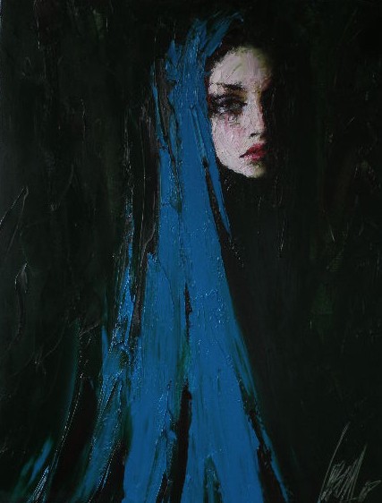427x562 Taras Loboda Original Oil Lady In Blue - The Lady In Blue Painting