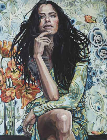 409x535 Woman In A Blue Dress 2013 Belinda Eaton - The Lady In Blue Painting