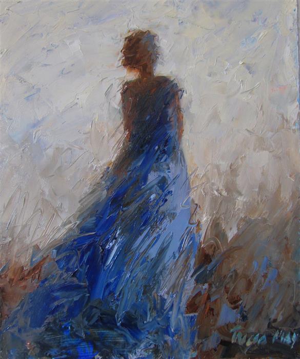 585x700 Woman With The Blue Dress On Tricia May - The Lady In Blue Painting