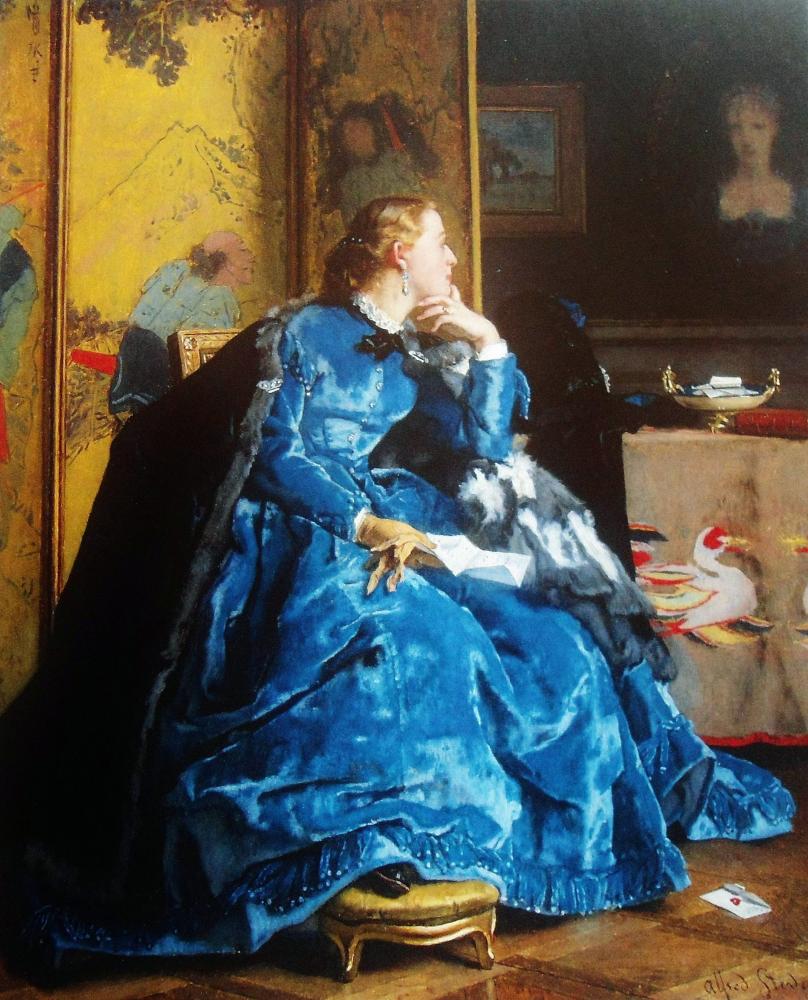 808x1000 Alfred Stevens - The Lady In Blue Painting